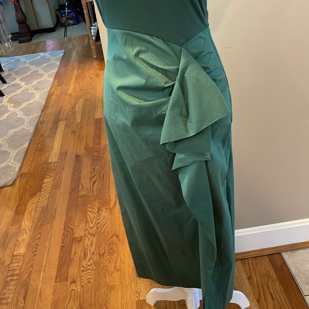 Sugarlips Poplin Scoop Neck Ruffle Sleeve Ruched Midi Dress green - Picture 4 of 9